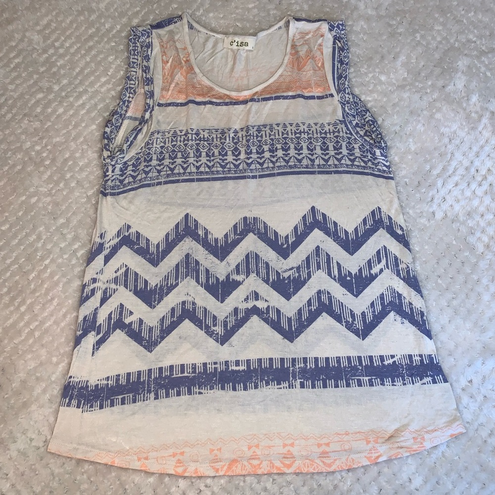 Tank Top “C’ISA” Print and Chevron Design